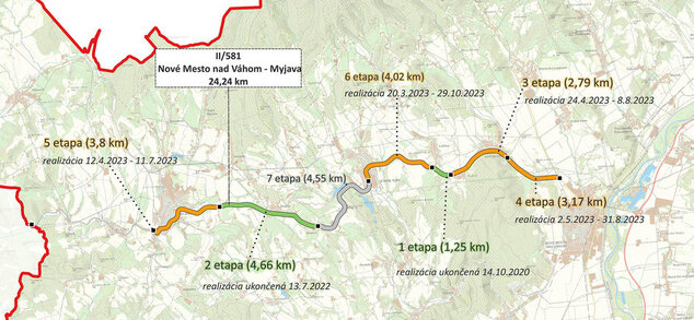 Vodiči pozor! v trenčianskom kraji začali rozsiahle rekonštrukcie ciest ii. triedy - Mapa 01