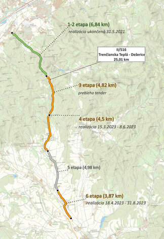 Vodiči pozor! v trenčianskom kraji začali rozsiahle rekonštrukcie ciest ii. triedy - Mapa 03