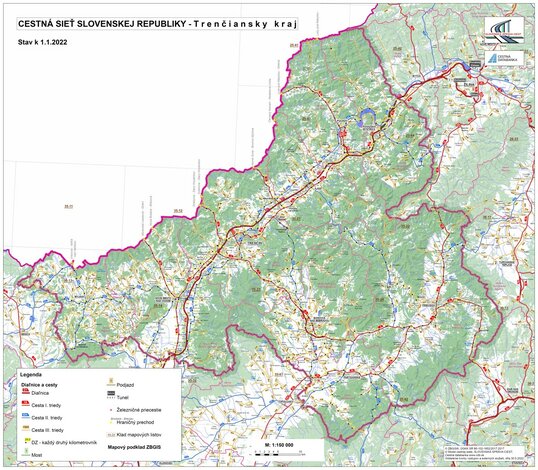 Mapa cestnej siete - TN_kraj