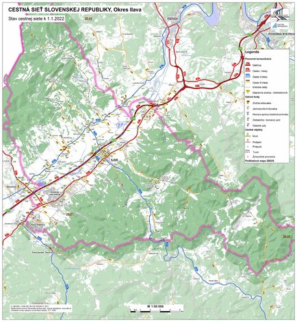 Mapa cestnej siete - okres_ilava