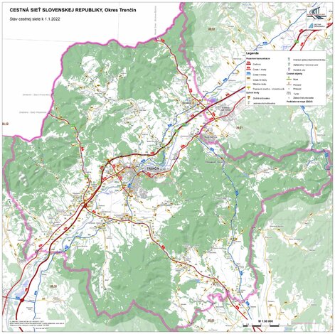 Mapa cestnej siete - okres_trencin