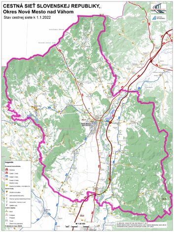 Mapa cestnej siete - okres_nove_mesto_nad_vahom