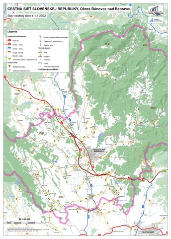 Mapa cestnej siete - okres_banovce_nad_bebravou