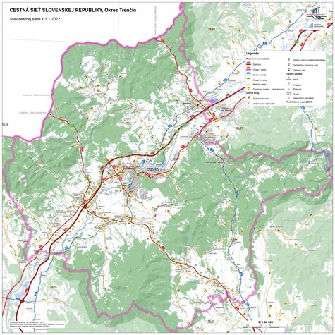 Mapa cestnej siete - okres_trencin